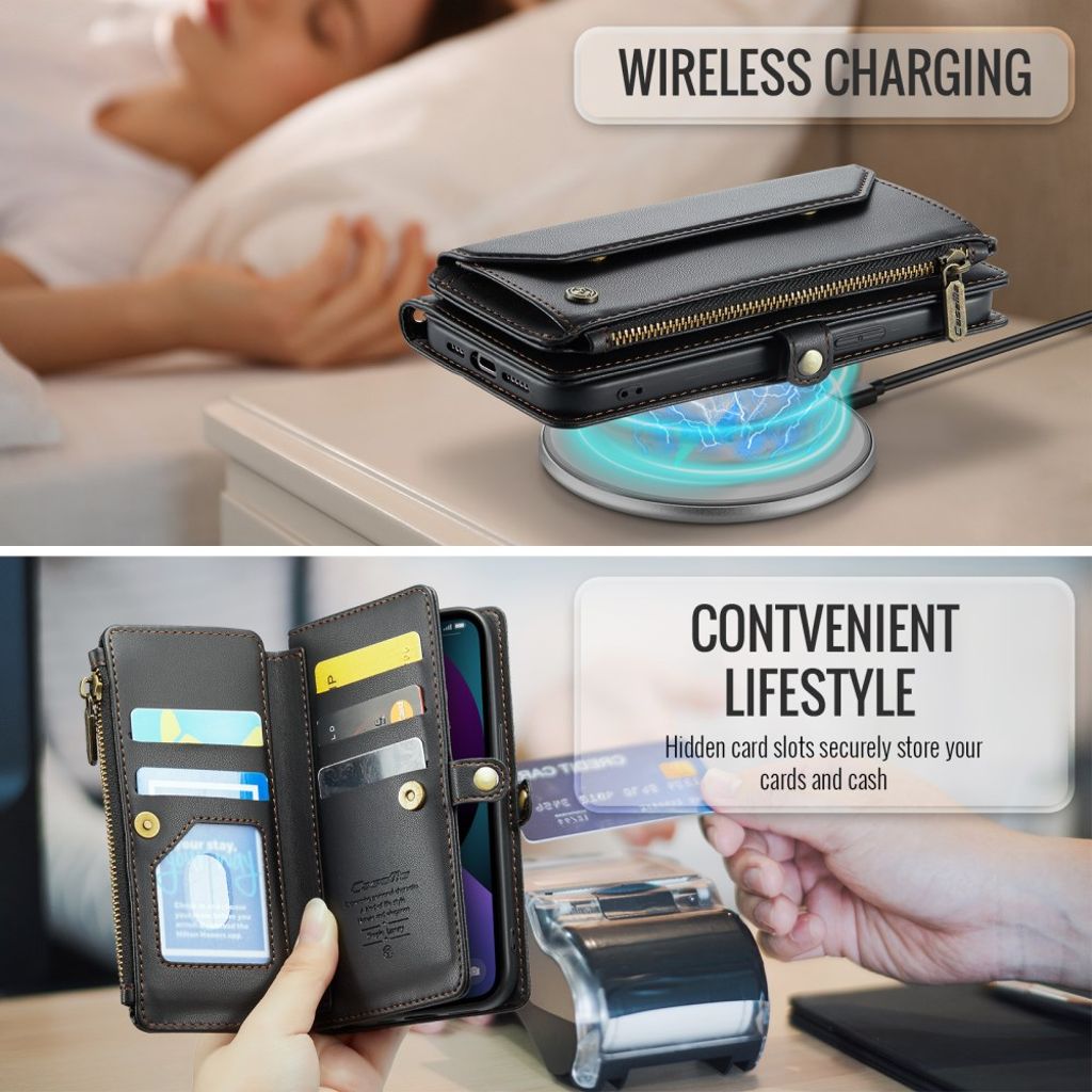 iPhone 13 Wallet Cover Card Slots - Black