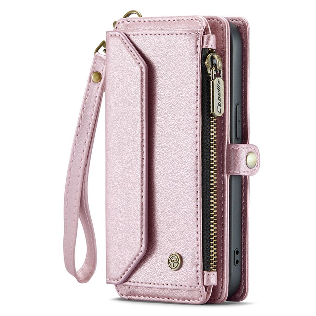 CASEME iPhone 14 Pungetui med Kortholder, Stativ & RFID-blokering - Lyserød