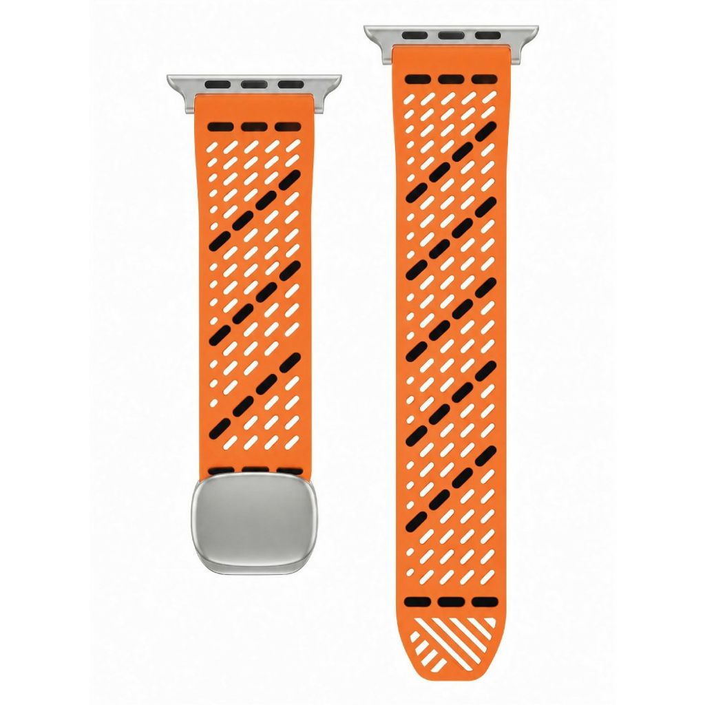 Apple Watch 42 / 41/ 40 / 38mm Klockarmband i Silikon - Orange/Svart