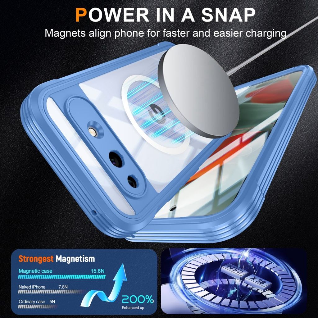 Google Pixel 10a MagSafe-kompatibelt Skal med Skärmskydd - Blå