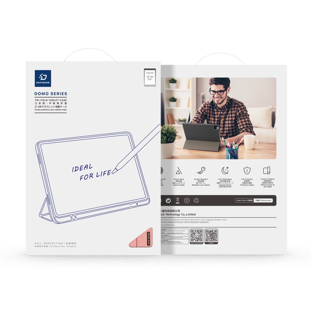 DUX DUCIS Samsung Galaxy Tab S12 Plus Tri-Fold Cover - Lyserød
