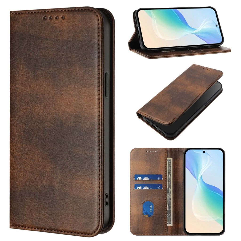 iPhone 18 Pro/17 Pro Flip Cover i PU-læder med RFID-blokering - Brun
