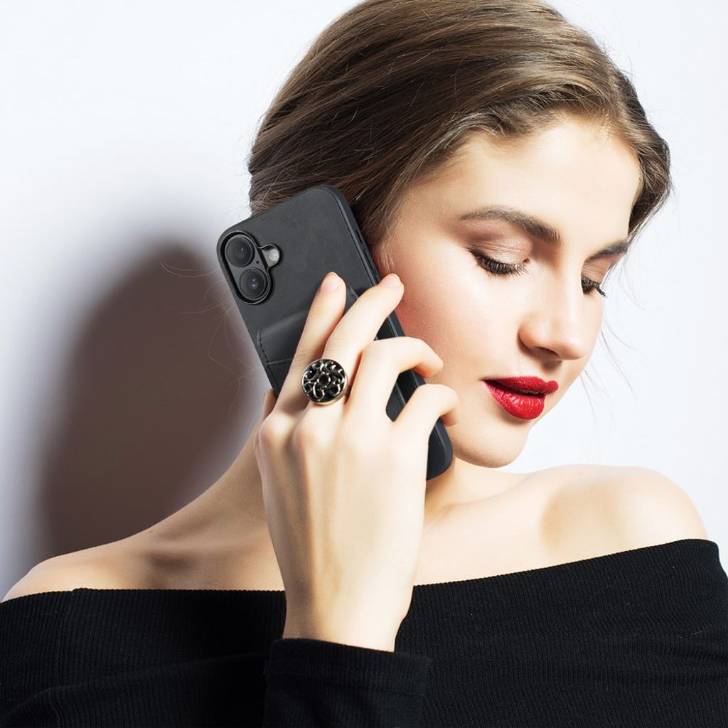 FIERRE SHANN iPhone 16 Case with Stand - Black