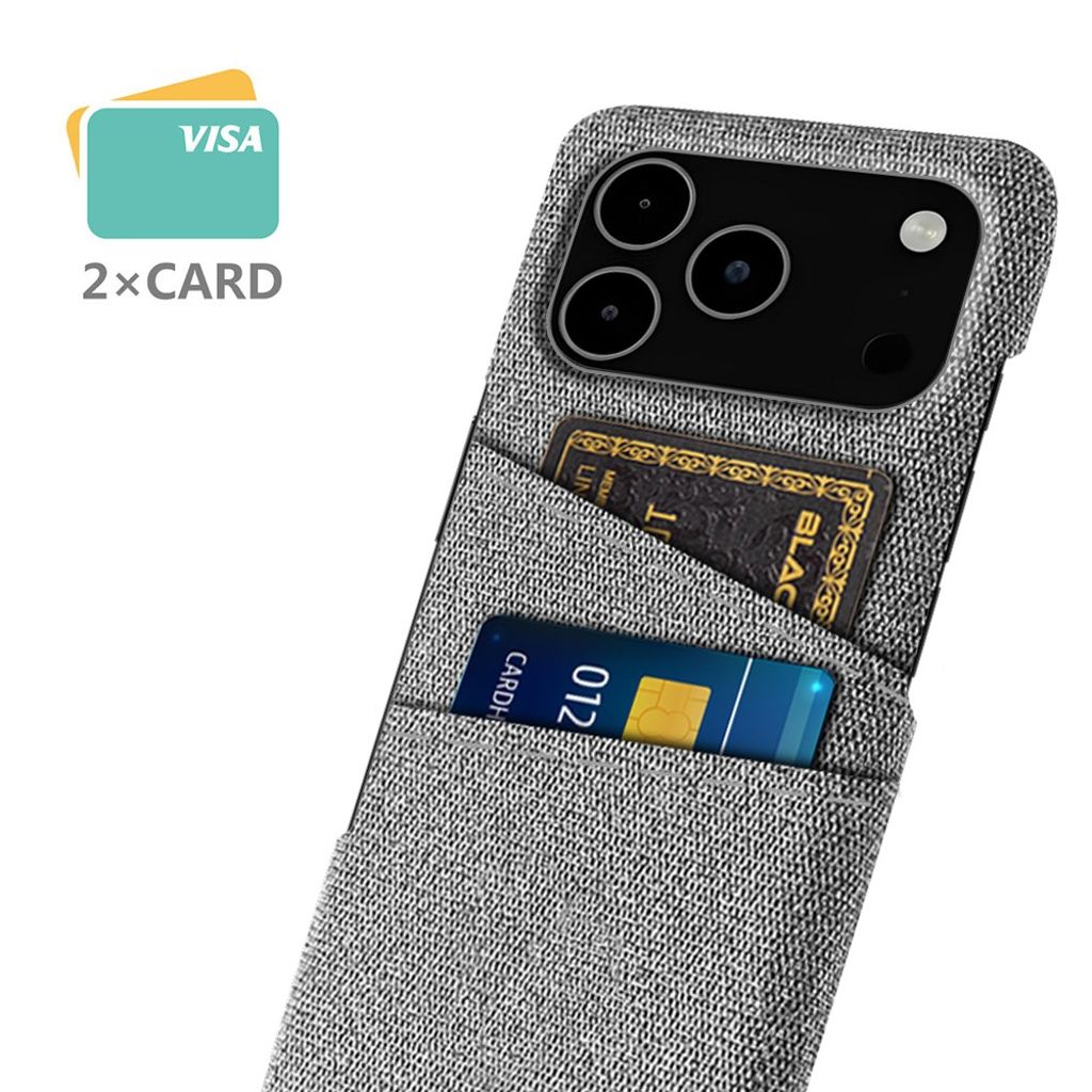 iPhone 17 Pro Max Skal i Textil med 2 Kortfack - Ljusgrå