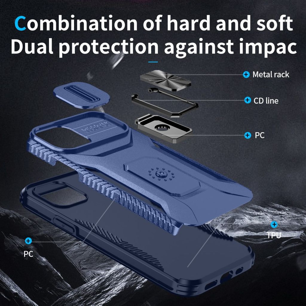 iPhone 12 / 12 Pro Skal med Stativ - Blå