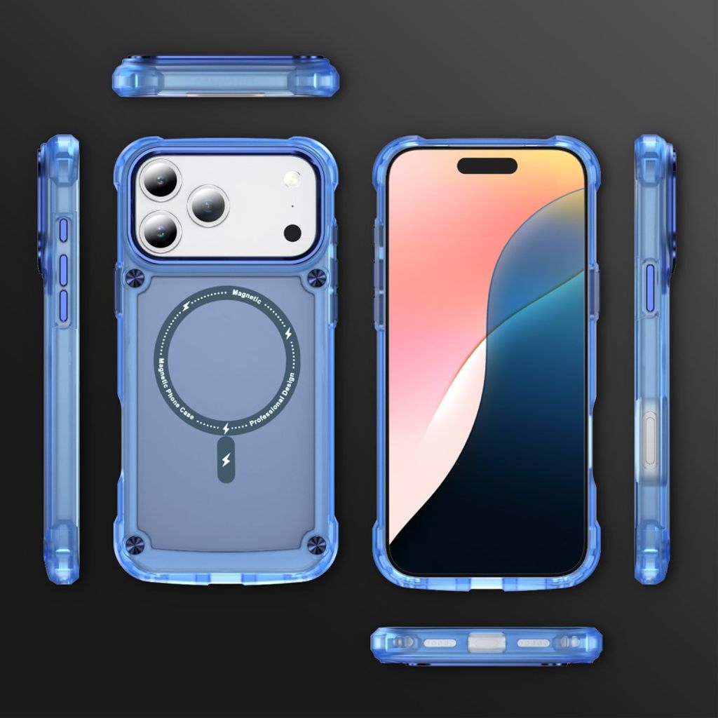 iPhone 17 Pro Max MagSafe -yhteensopiva Kuori - läpinäkyvä sininen