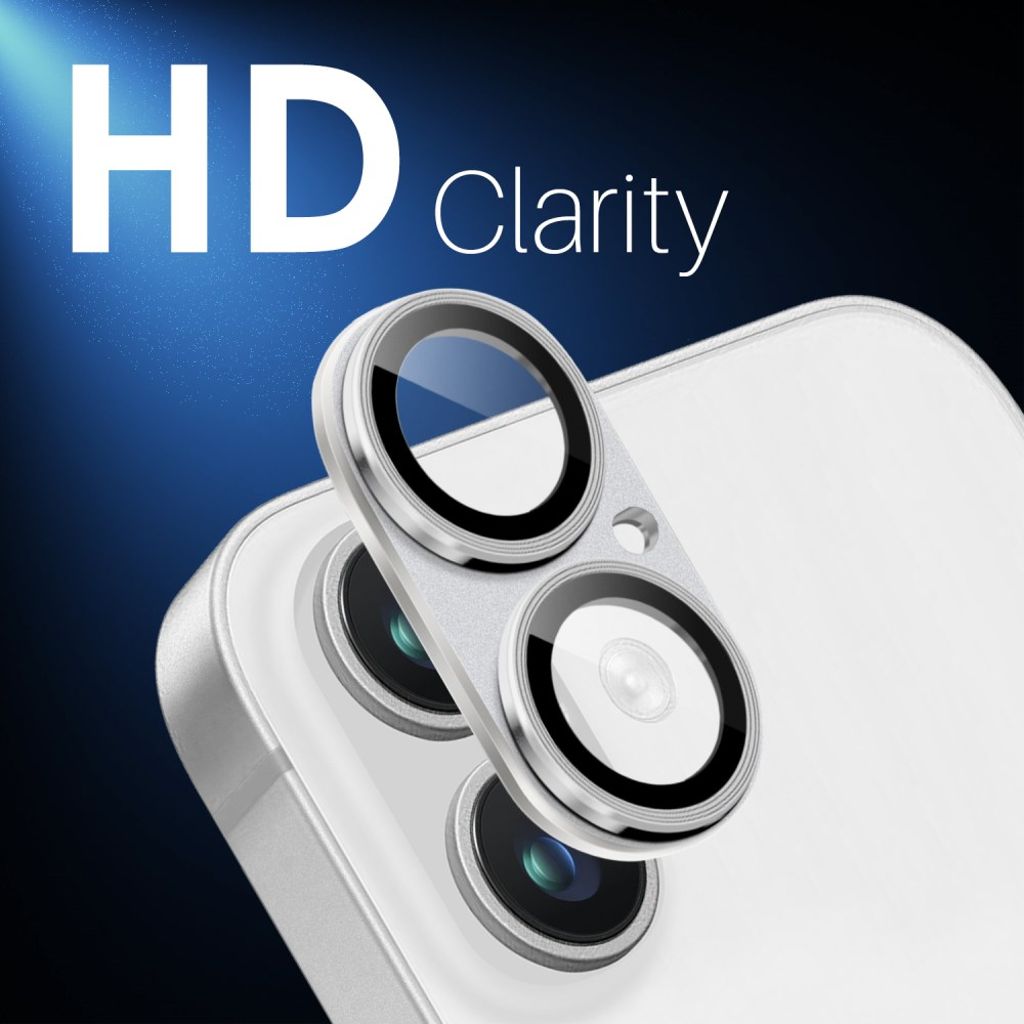 NORTHJO iPhone 16/16 Plus Linsebeskytter Metall Herdet Glass - Sølv