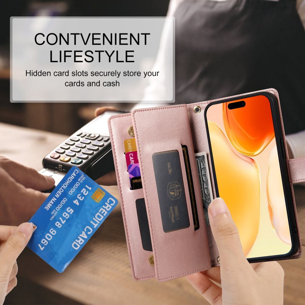 iPhone 17 Pungetui med Bærestrop - Pink