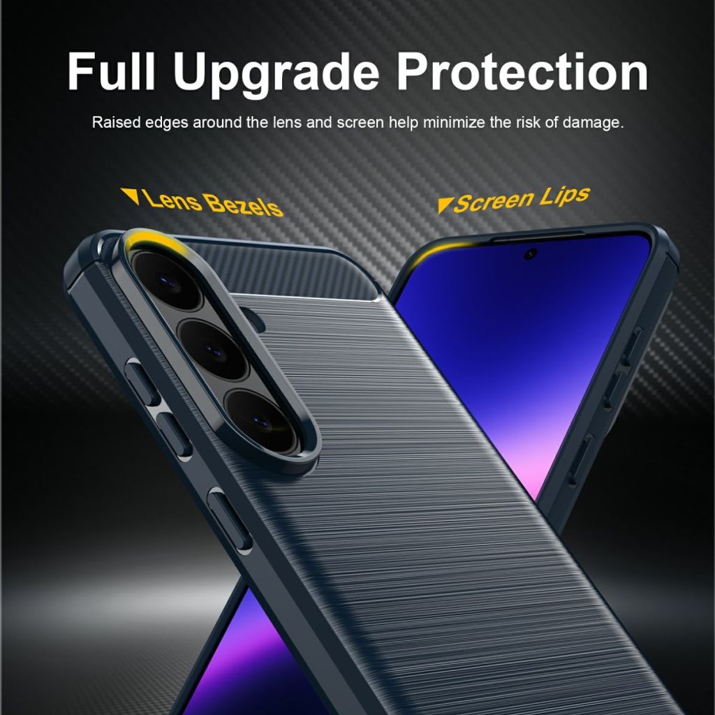 Samsung Galaxy S26 FE deksel med karbonfibertekstur – blå