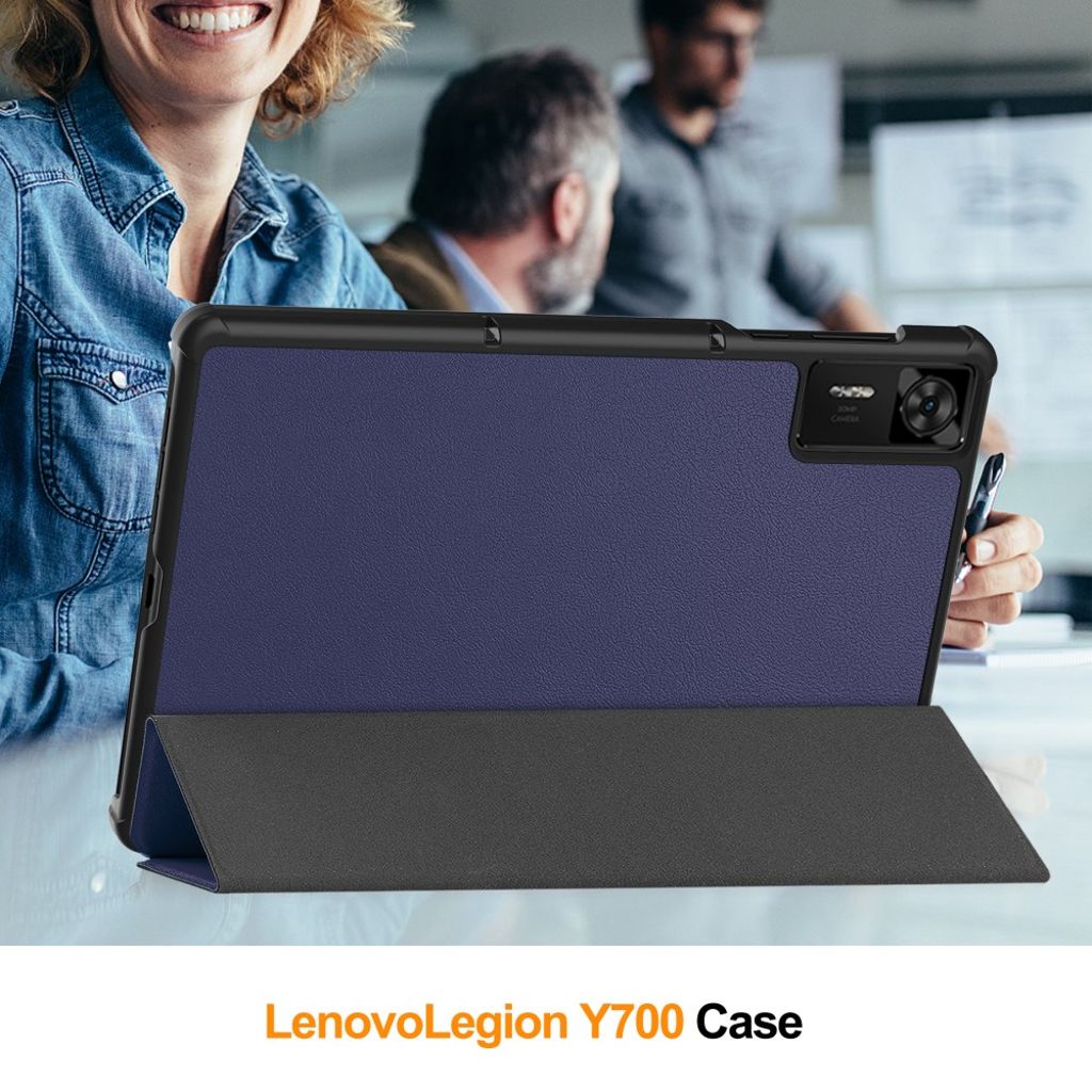 Lenovo Legion Y700 Gen 4 Etui Støtsikker Tri-Fold PU-lær - Blå