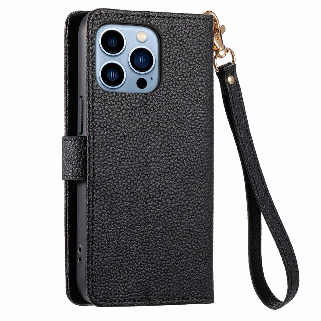 iPhone 13 Pro Lompakkokotelo RFID-estävä Keinonahka – Musta