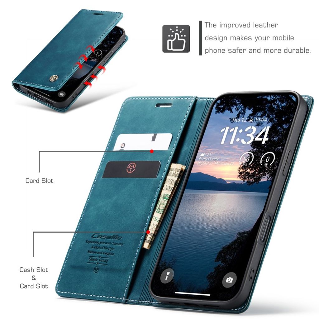 CASEME iPhone 17 Pro Max Lommeboketui med Kortspor - Blå