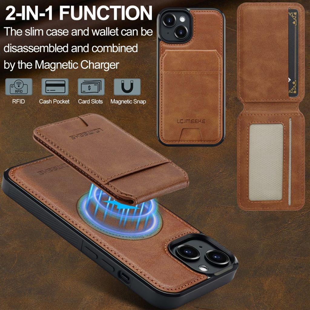 LC.IMEEKE iPhone 15 Plus Kuori MagSafe - Ruskea