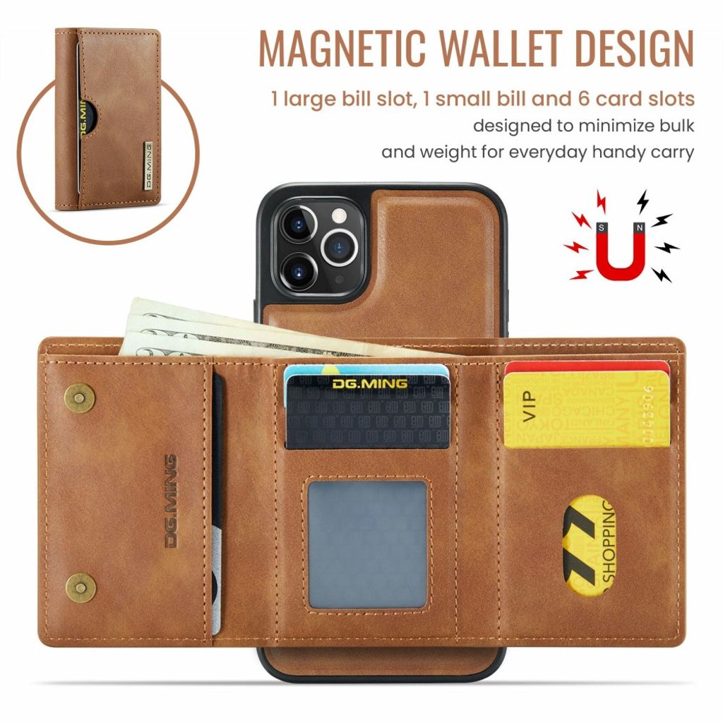 DG.MING iPhone 11 Pro Max Plånboksskal RFID-blockerande – Brun
