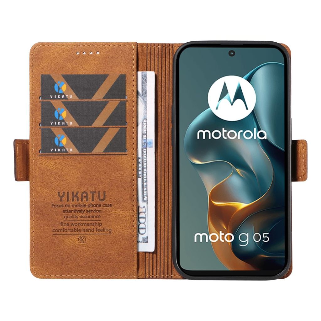 YIKATU Motorola Moto G05 4G Plånboksfodral - Brun