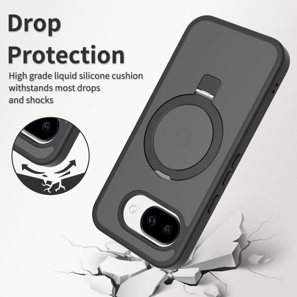 Google Pixel 10a Silikon MagSafe Skal med Ringhållare - Svart