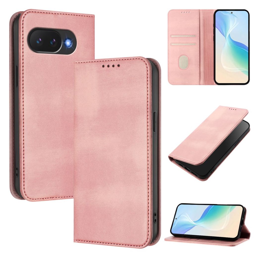 Google Pixel 10a Plånboksfodral RFID-blockerande Retro PU-läder – Rosa