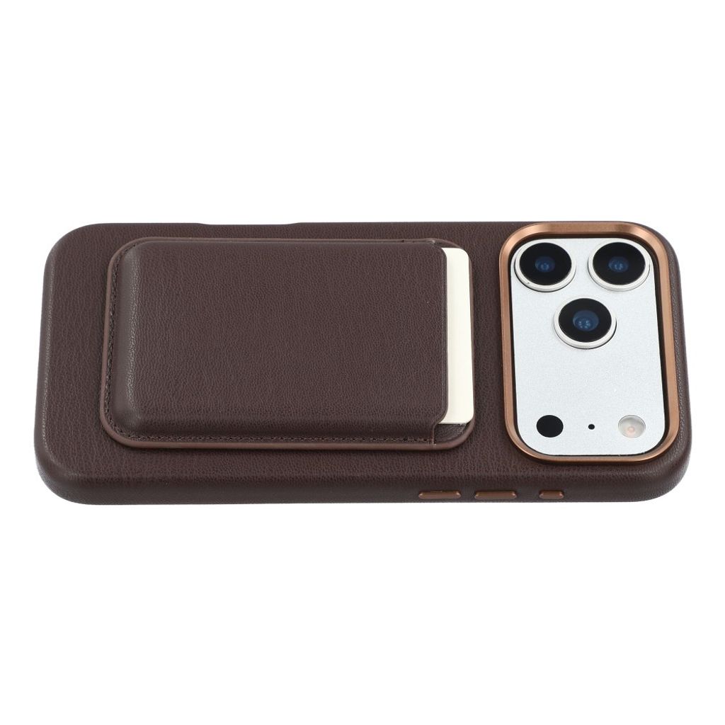 iPhone 18 Pro/17 Pro Deksel med kortlomme PU-skinn - Mørk Brun