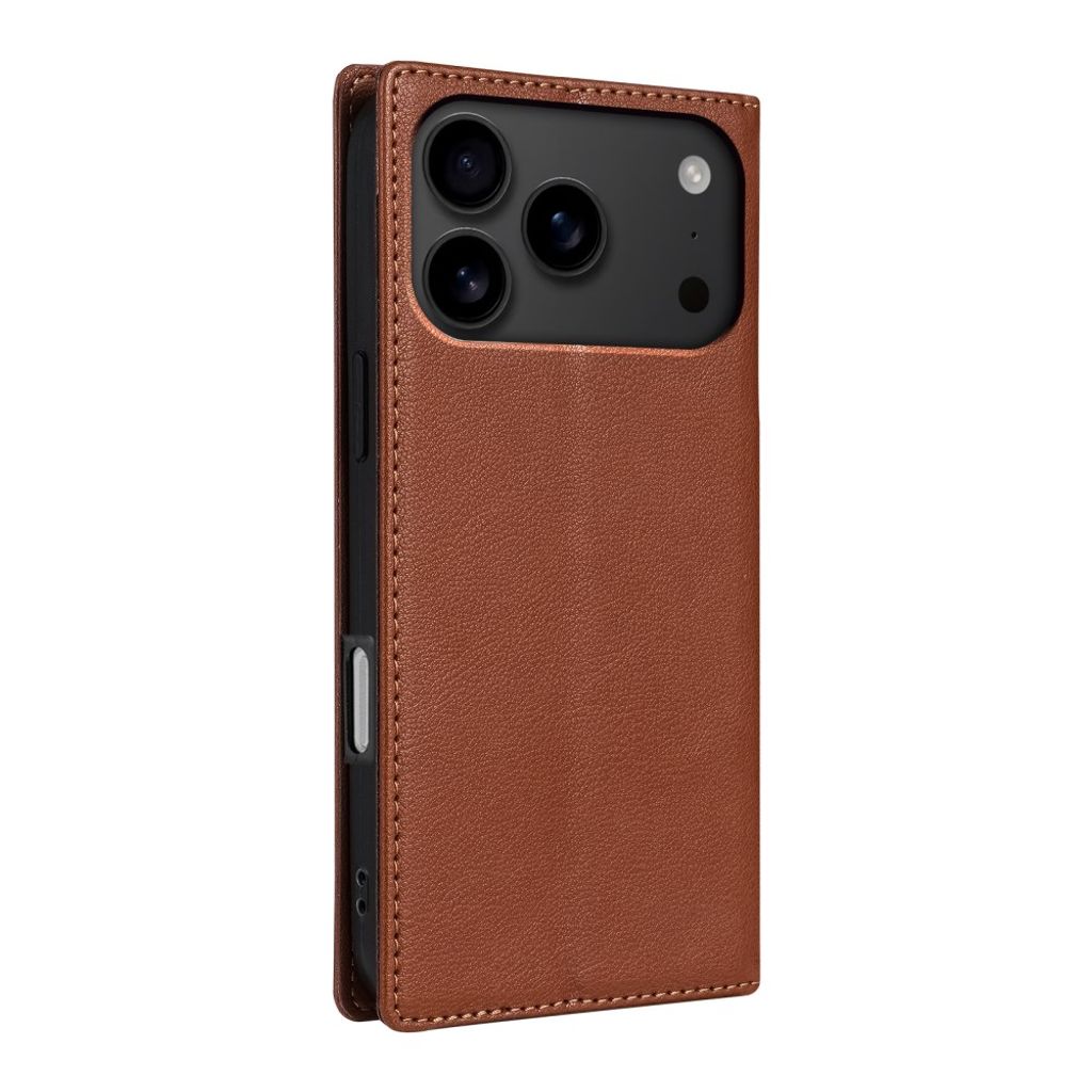 iPhone 18 Pro/17 Pro Lommeboketui med stativ - Brun
