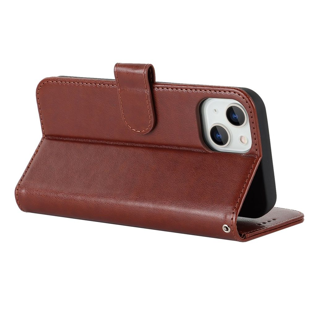 iPhone 14 Plus Lommeboketui med Stativ - Brun