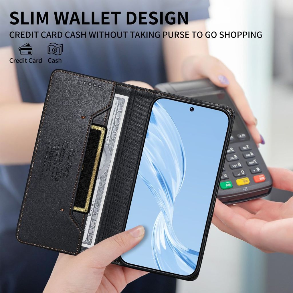DIERFENG Xiaomi Poco C85x 5G/Redmi A7 Pro Plånboksfodral RFID Blocking - Svart