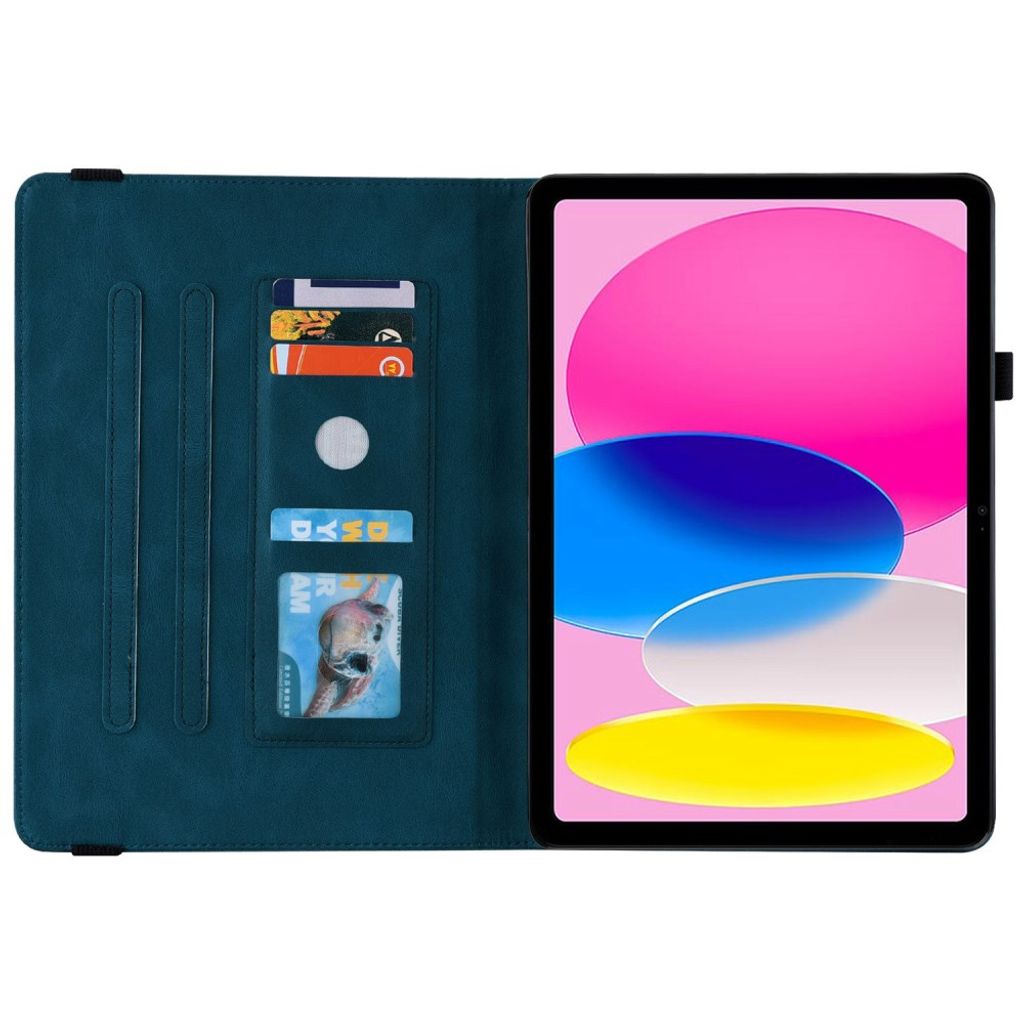 iPad A16 11" (2025)/10th gen 10.9" (2022) suojakuori korttipaikalla ja kynätelineellä – sininen