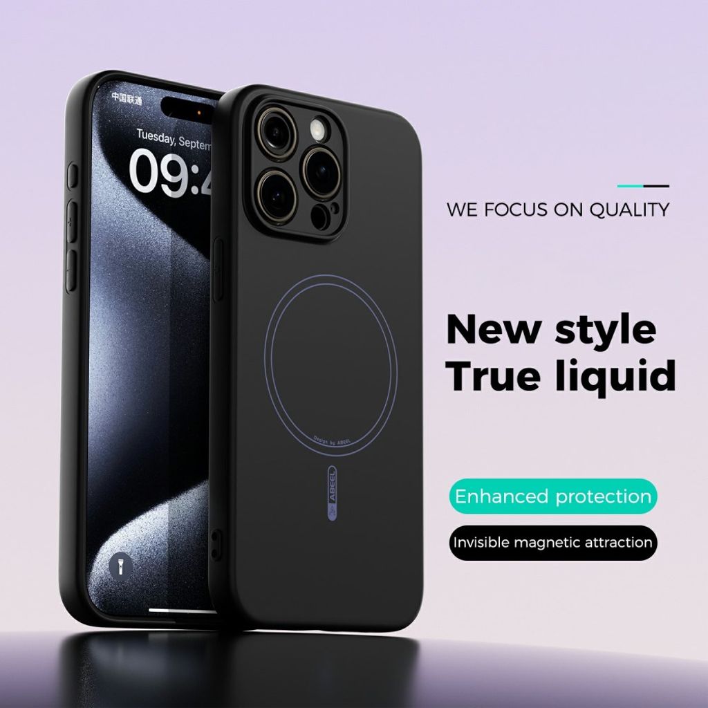 ABEEL iPhone 13 Pro Max MagSafe-yhteensopiva silikonikuori - Musta