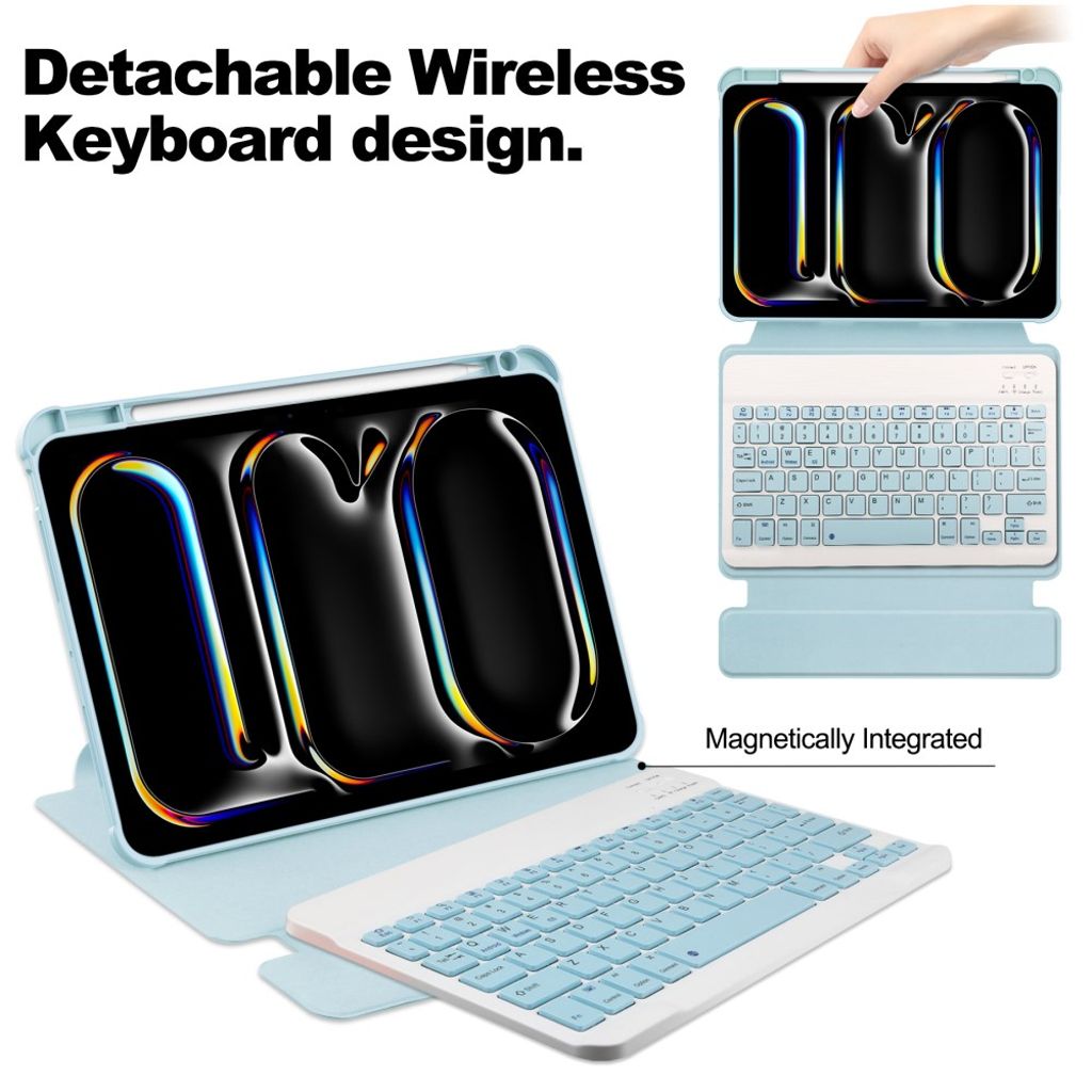 iPad Pro 11" 2025/2024 Fodral med Bluetooth-tangentbord - Blå