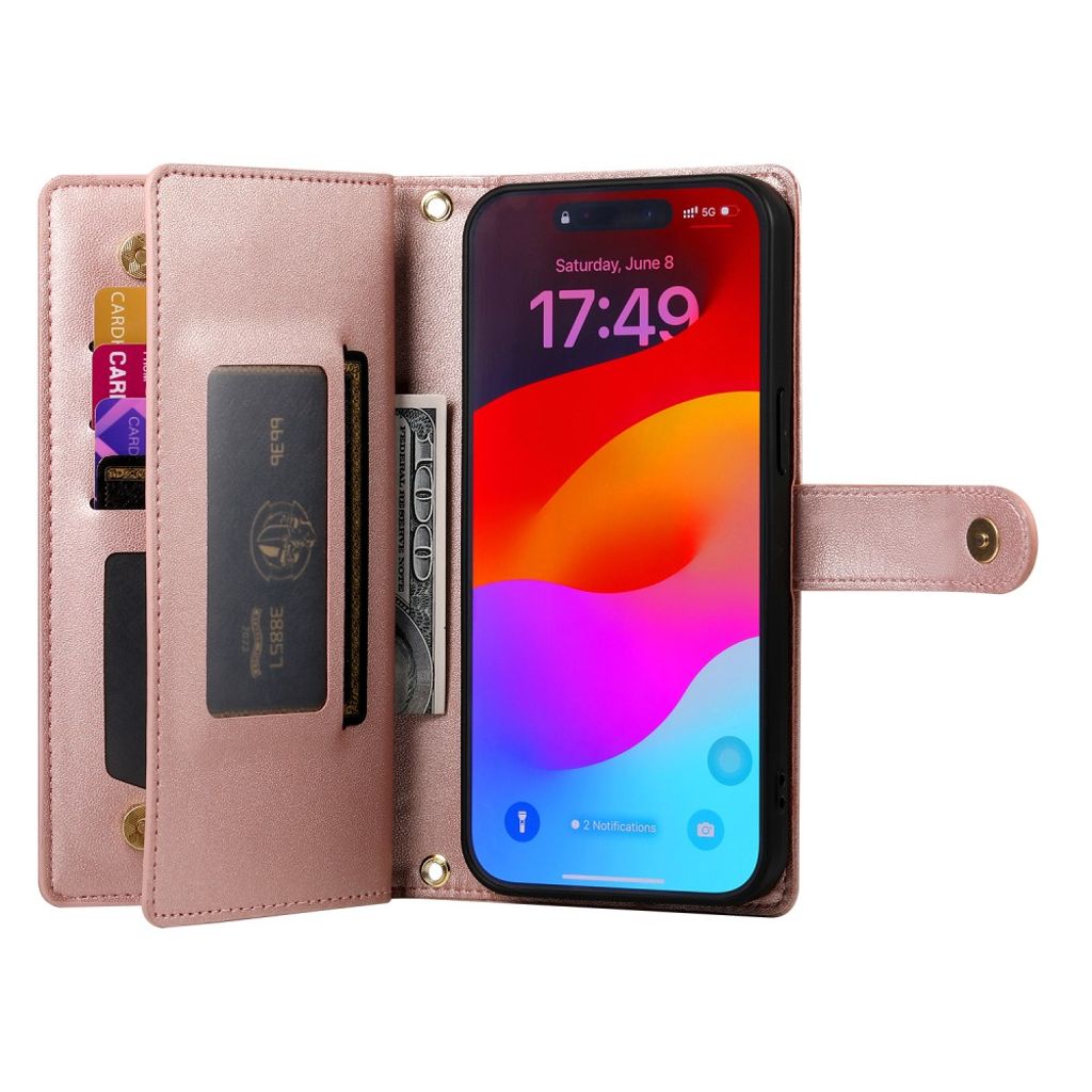 iPhone 17 Pro Lompakkokotelo Kantohihna - pinkki