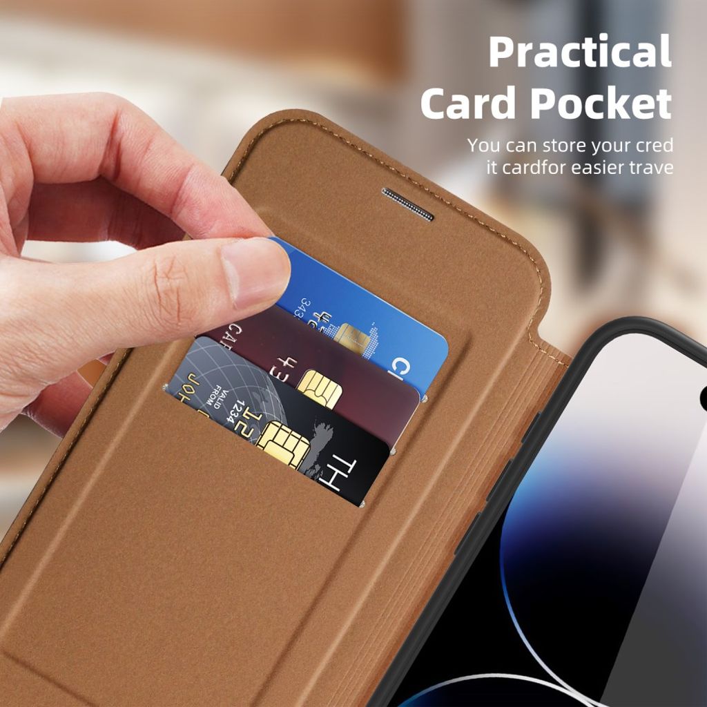 iPhone 14 Pro Wallet Cover MagSafe RFID Blocking - Brown