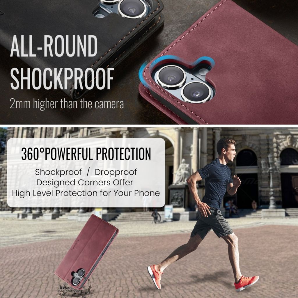 CASEME iPhone 17 Plånboksfodral med Kortfack - Röd