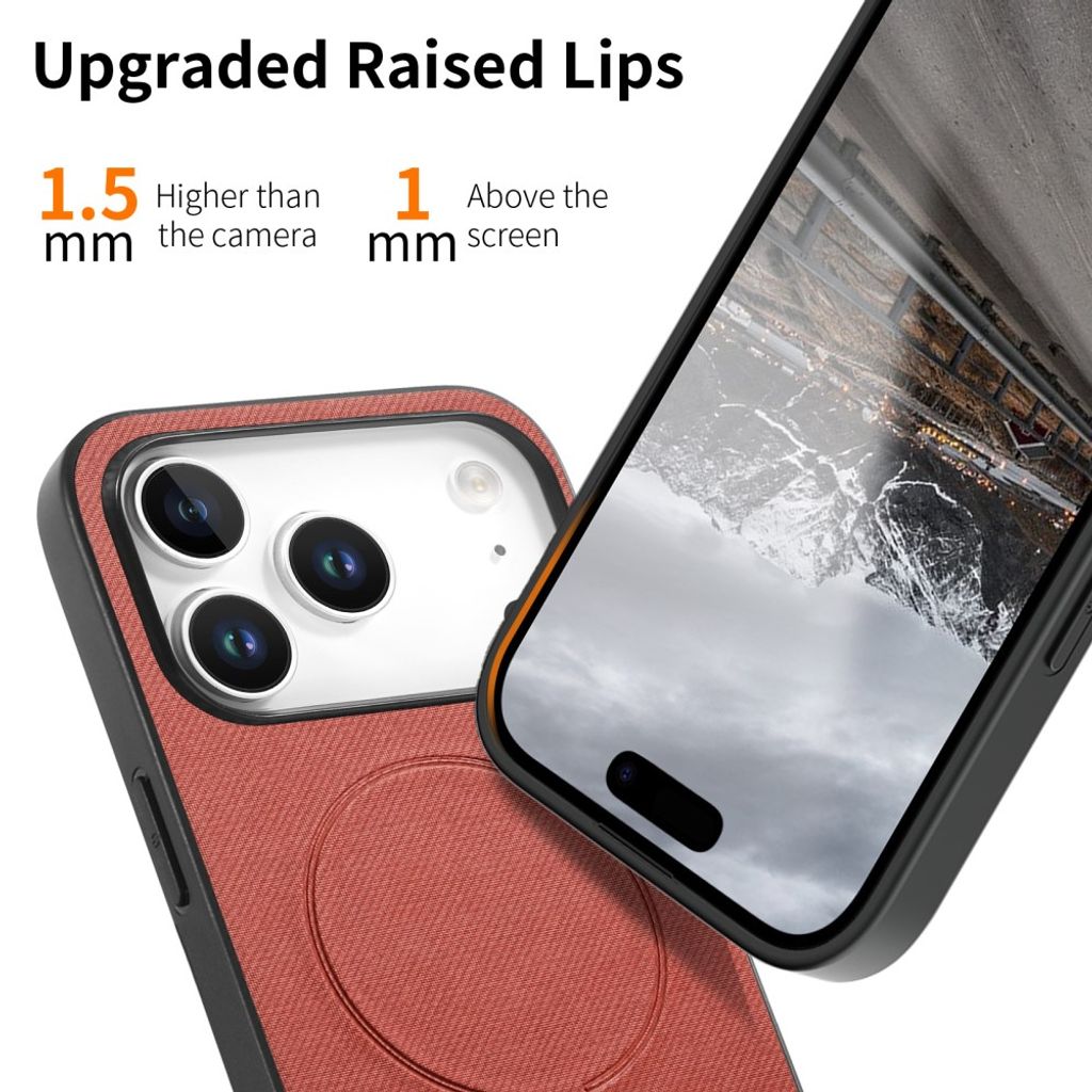 iPhone 18 Pro Max/17 Pro Max MagSafe-cover med tekstil-look - brun