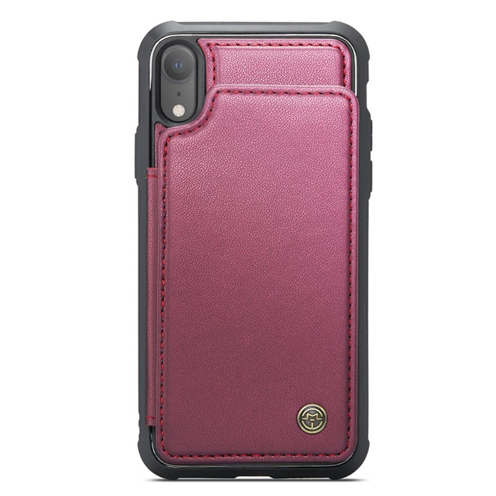 CASEME C22 Plånboksskal med RFID-blockerande för iPhone XR – Röd