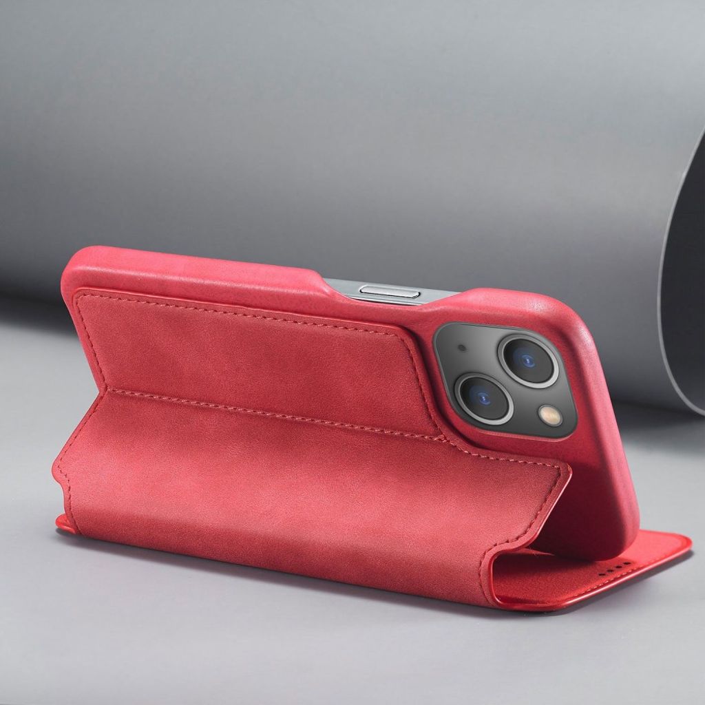 LC.IMEEKE iPhone 14 Pungetui Stativ Kortholder – Rød