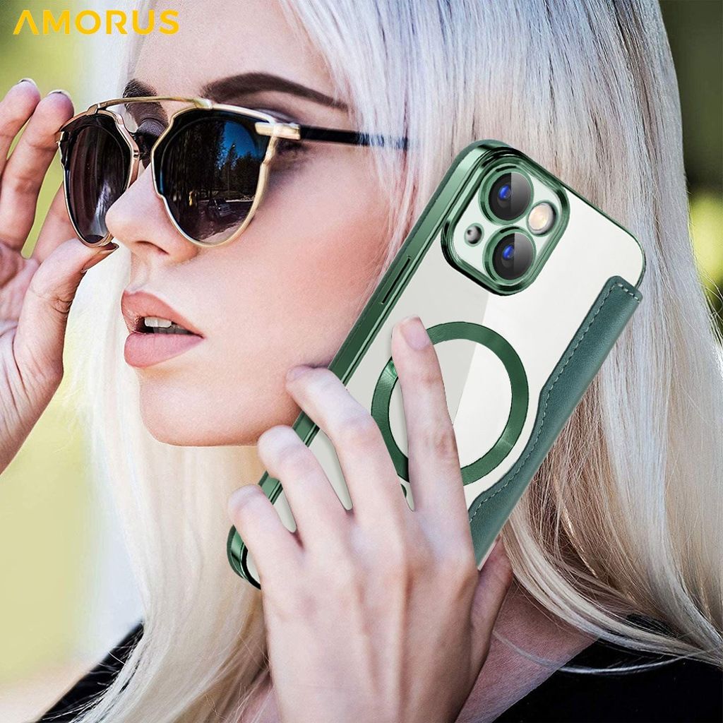 AMORUS iPhone 15 Cover with MagSafe - Green