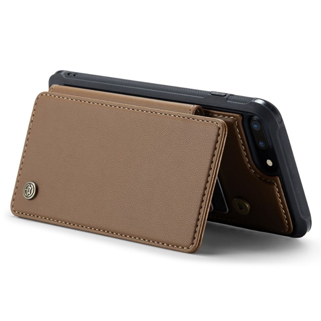 CASEME iPhone 6 Plus/6s Plus/7 Plus/8 Plus Kuori 5 Korttipaikka - Ruskea