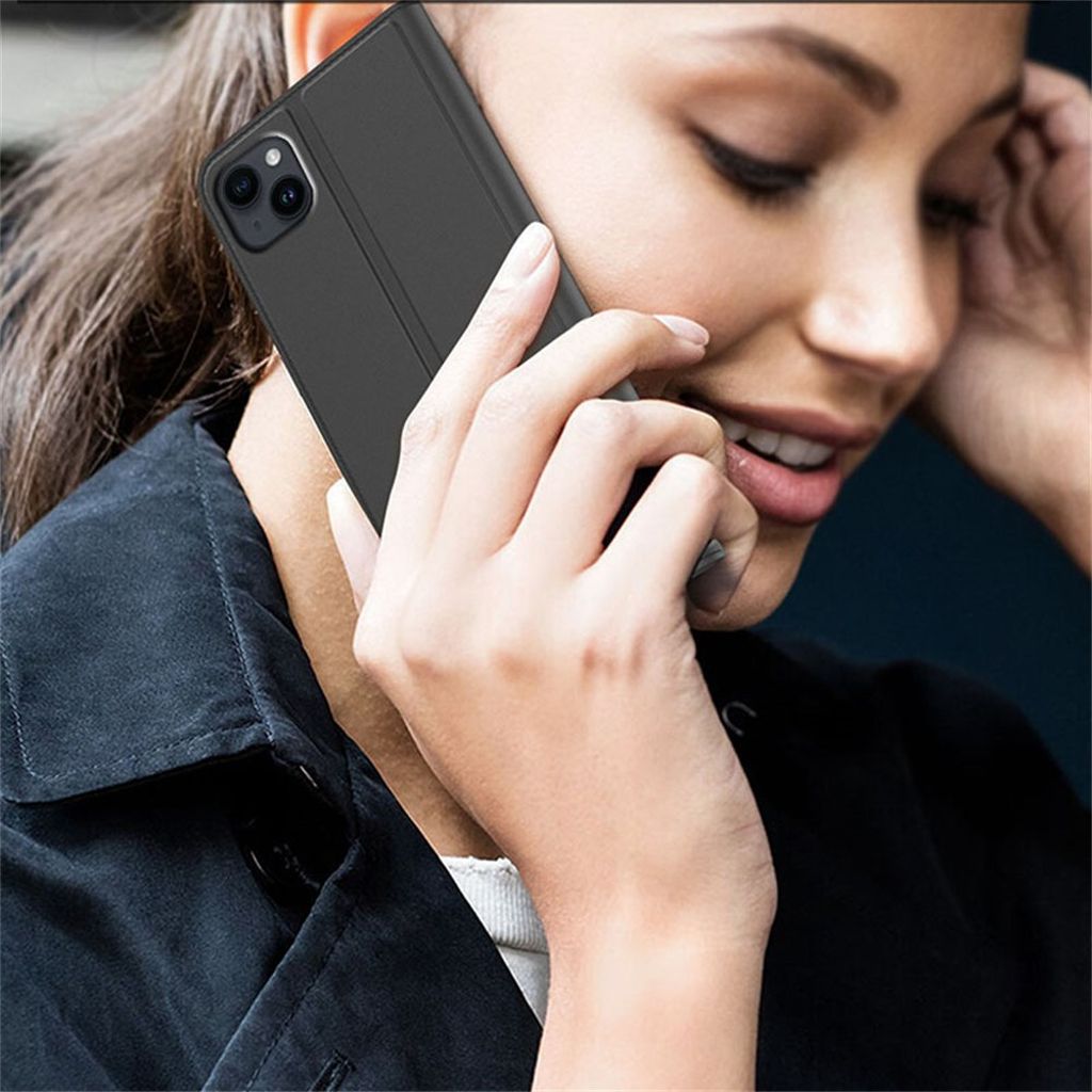 iPhone 13 Lompakkokotelo Jalustalla Piilotetulla Magneettisulkimella - Musta