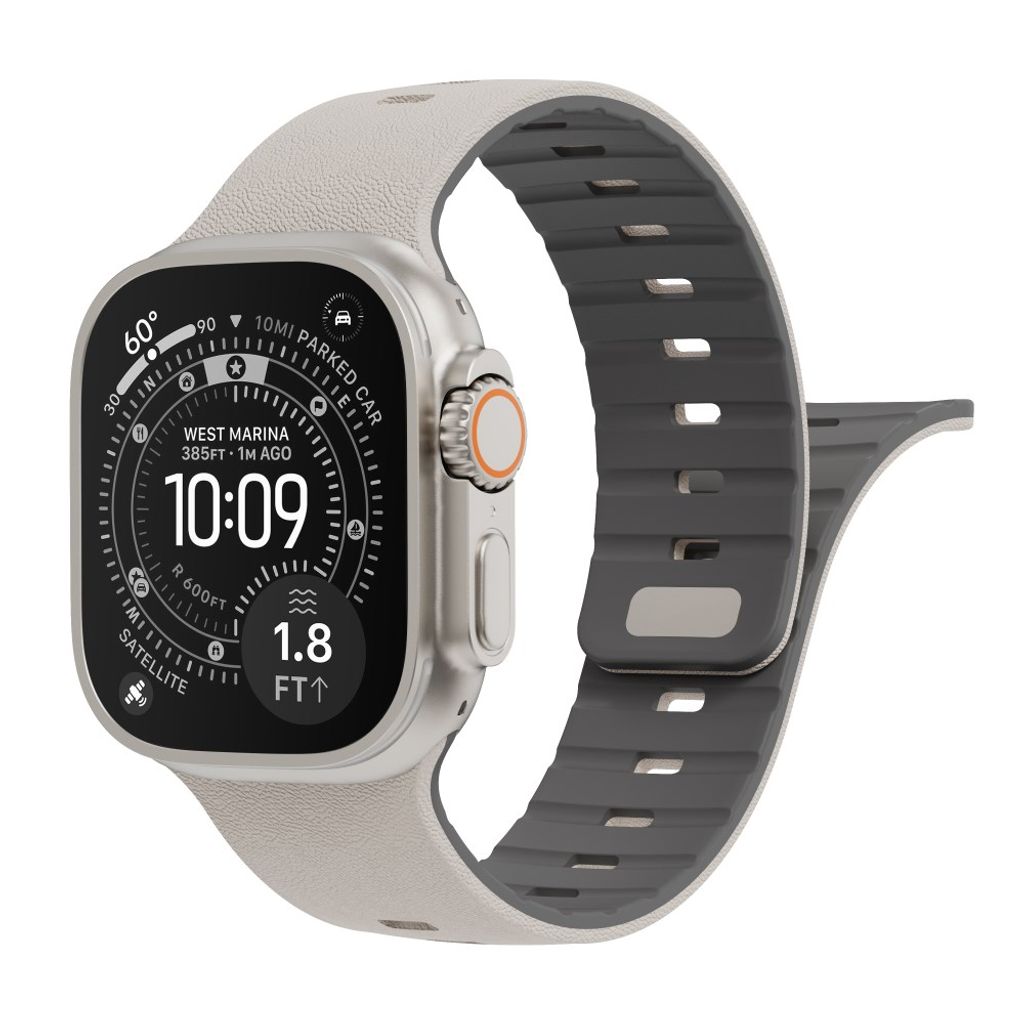Apple Watch 42/41/40/38mm Klockarmband i texturerat silikon - Beige/Grå