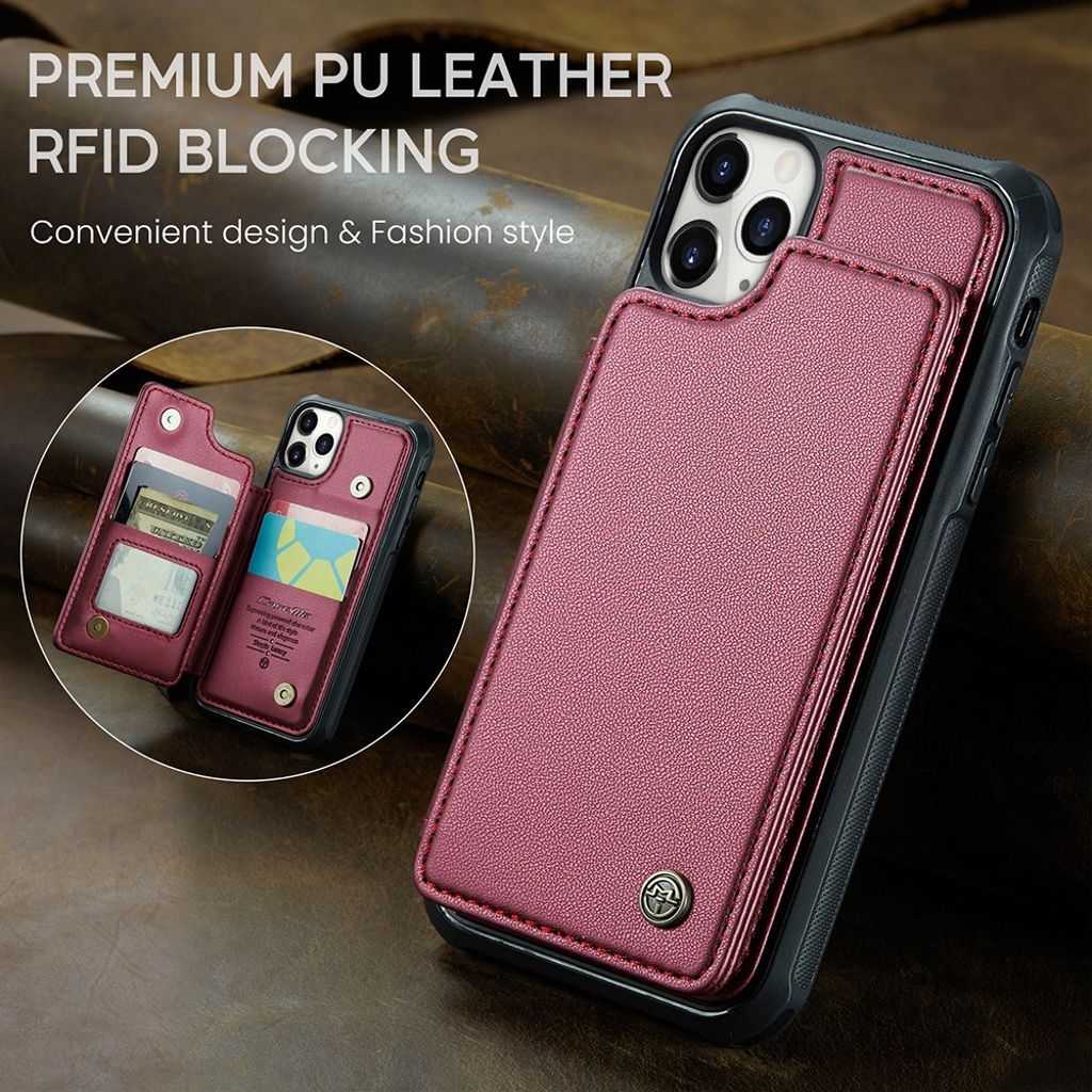 CASEME iPhone 11 Pro Cover med 5 Kortplads - Rød