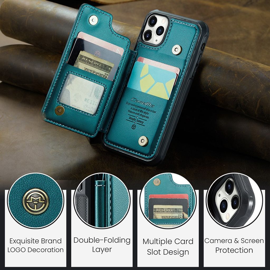CASEME iPhone 11 Pro Cover med 5 Kortplads - Grøn