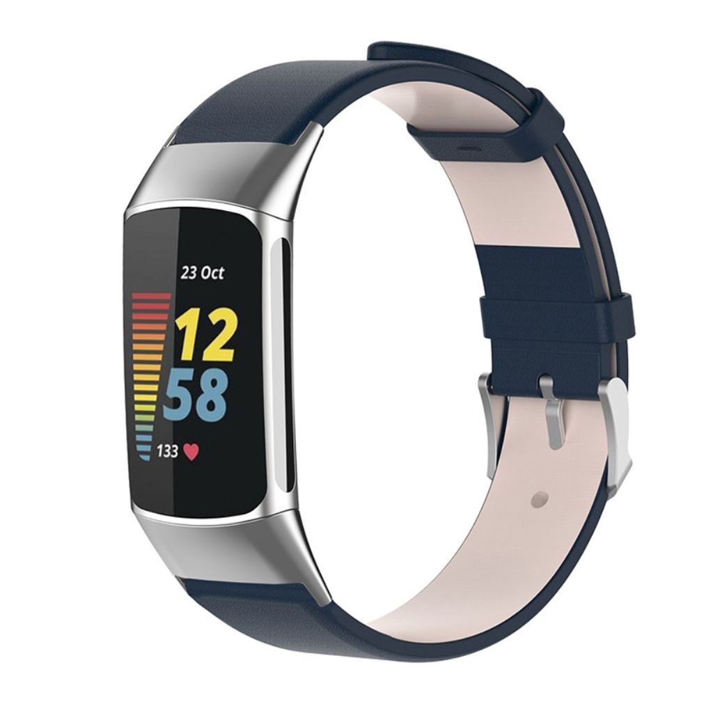 Fitbit Charge 6/5 Klokkereim i skinn - Mørkeblå