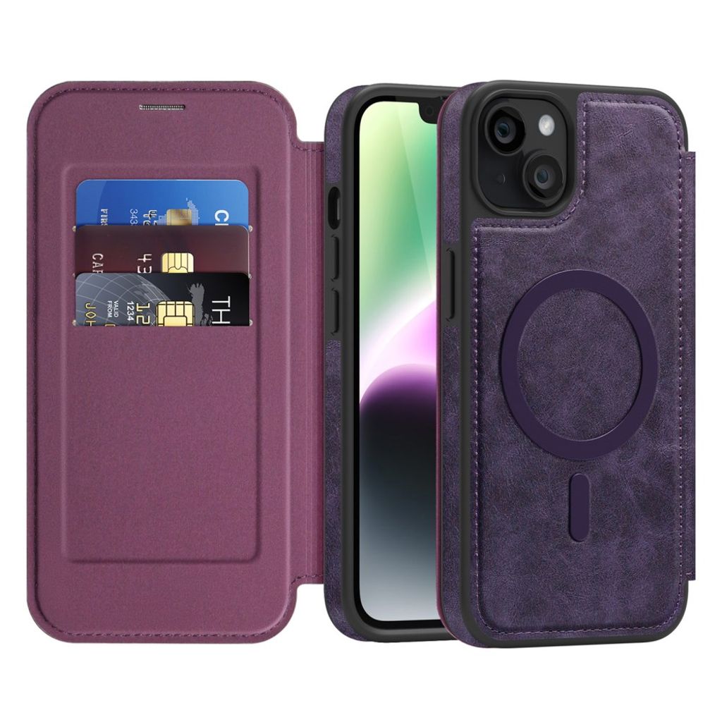 iPhone 14 Plus Lommeboketui MagSafe RFID-blokkerende – Mørklilla