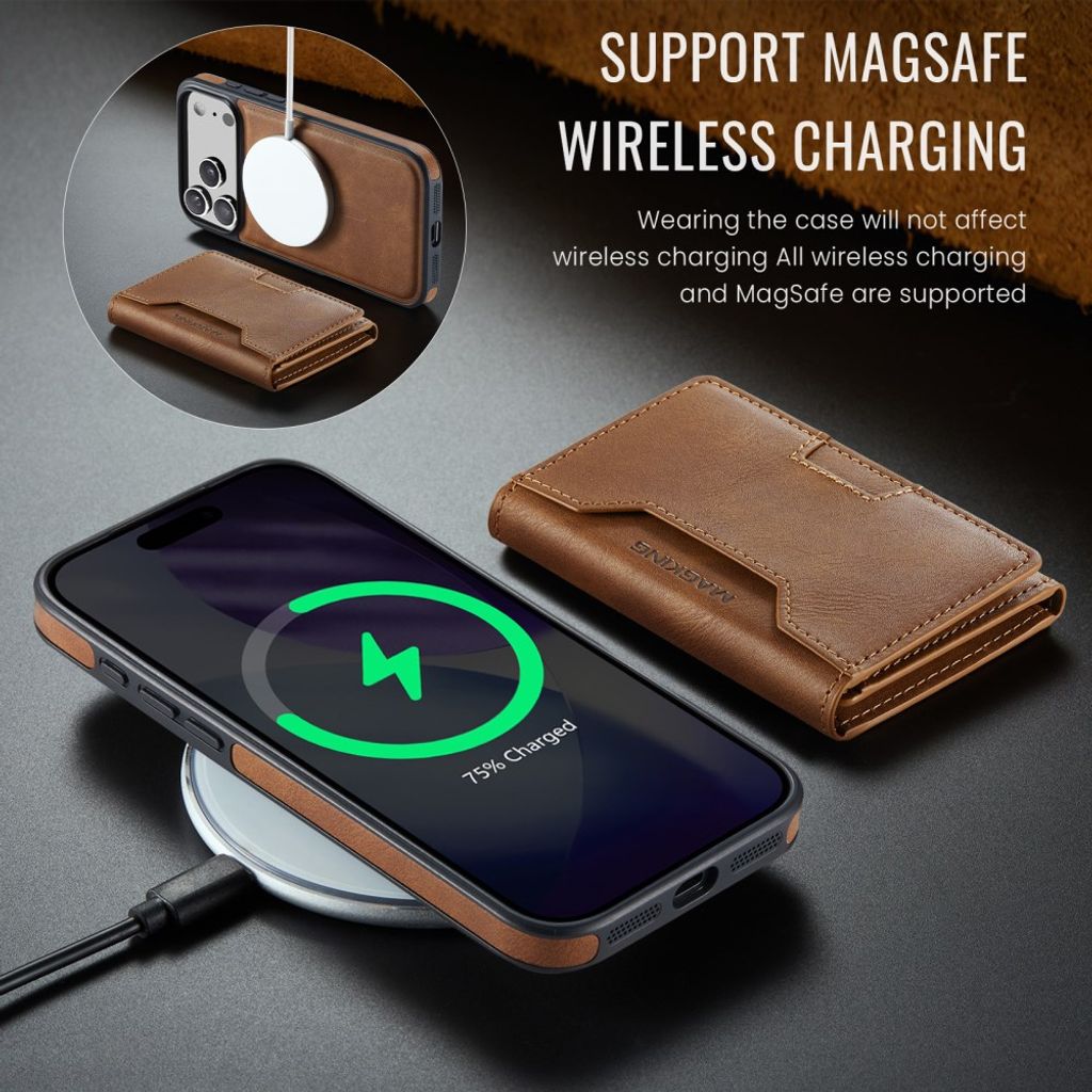 MAGKING iPhone 18 Pro Max/17 Pro Max MagSafe Kuori irrotettavalla lompakolla - Ruskea
