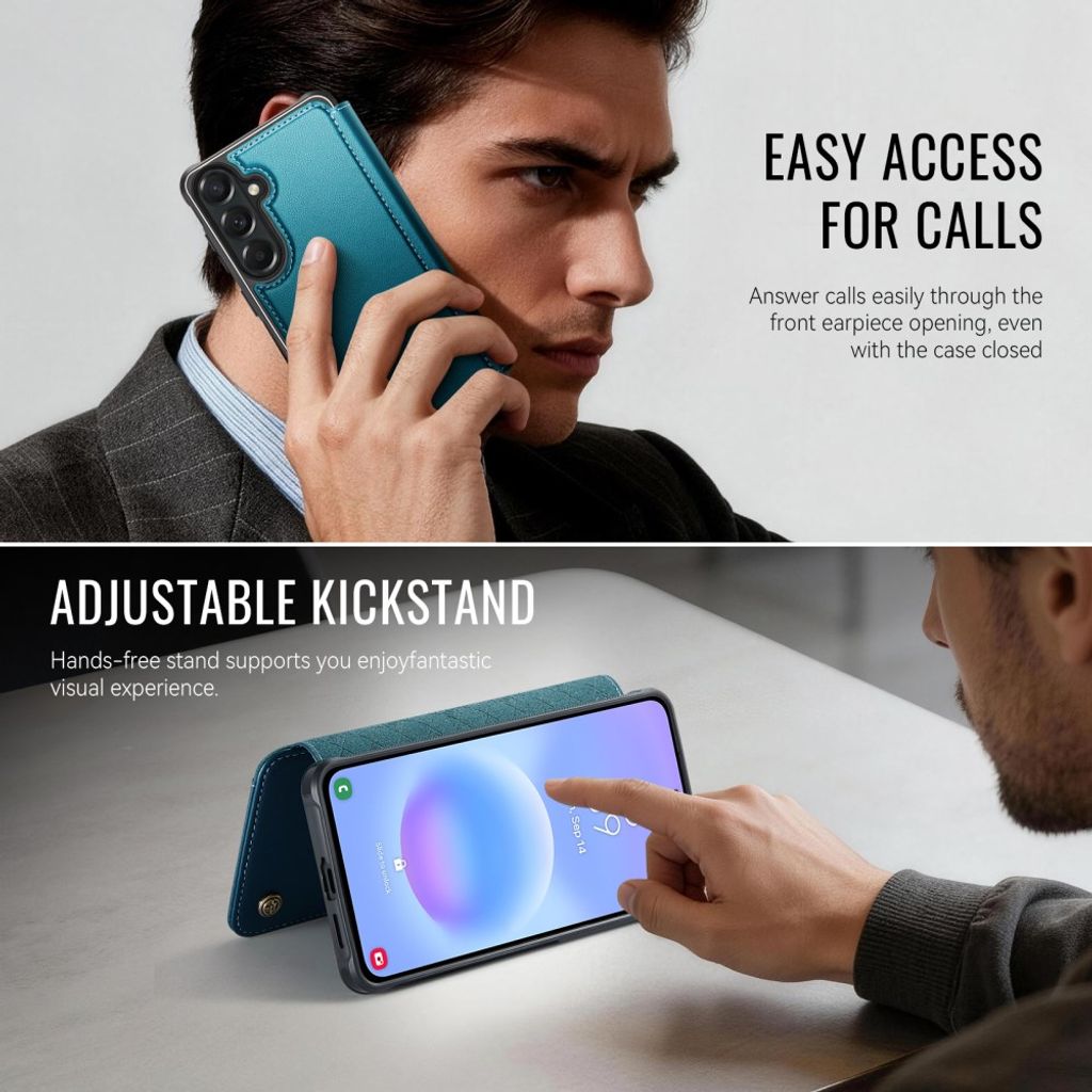 CASEME 053 Samsung Galaxy A17/A16/A26 Lompakkokotelo MagSafe RFID-estävä - Sininen