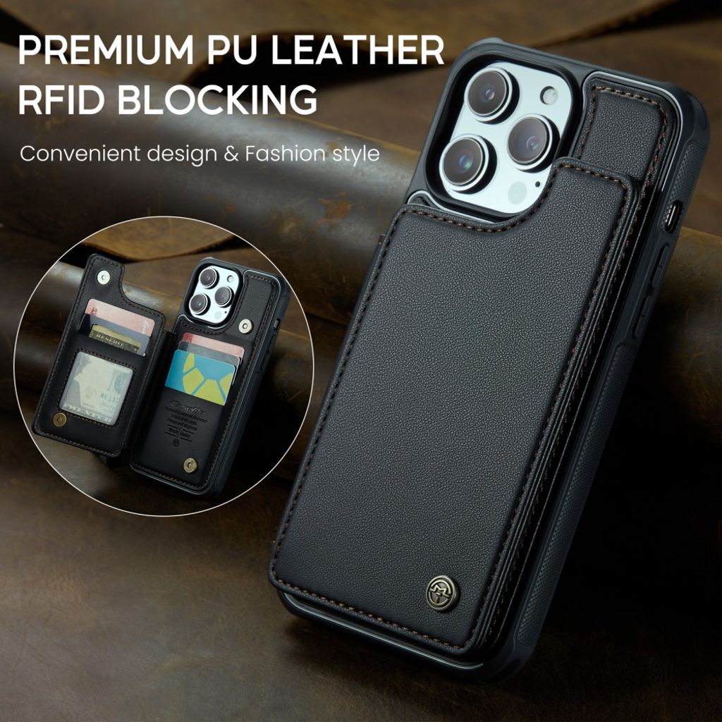 CASEME iPhone 14 Pro Max C22 Pungcover PU Læder RFID - Sort