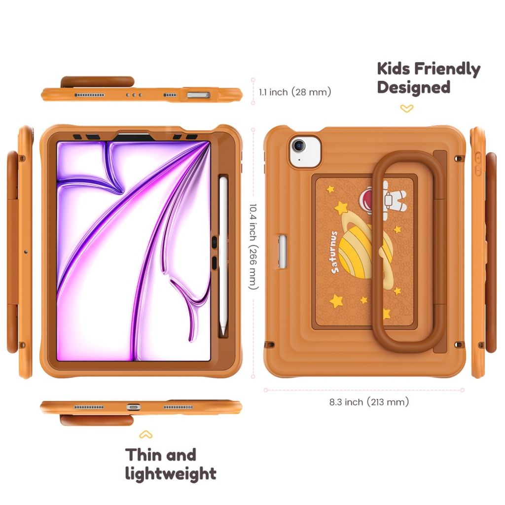 Lasten kuori jalustalla iPad Airille/Prolle 11" - ruskea