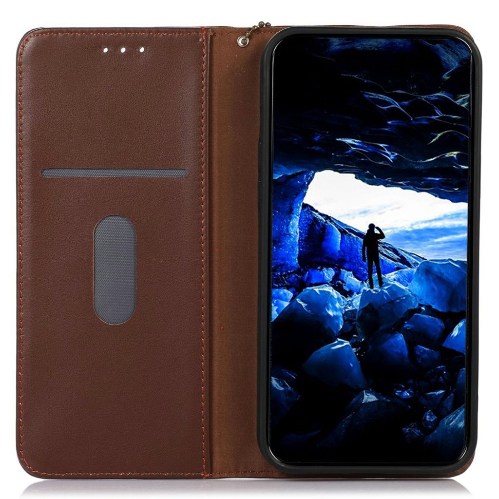 KHAZNEH Google Pixel 11 Pro XL Plånboksfodral Äkta Läder RFID - Brun
