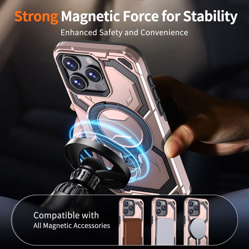 iPhone 13 Pro Max Magneettinen Kuori Jalusta – Ruusu kultaa