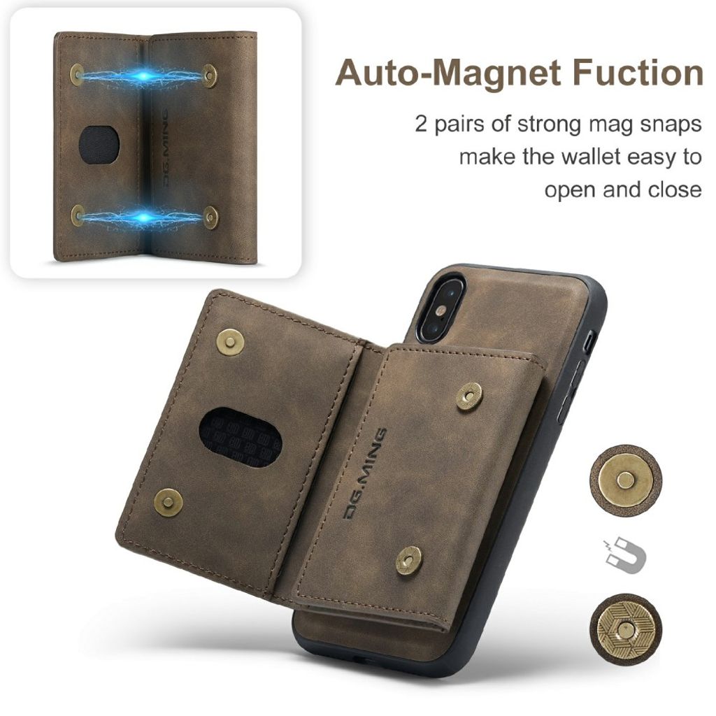 DG.MING iPhone XS Max Pungcover Stødsikker med Stativ - Brun