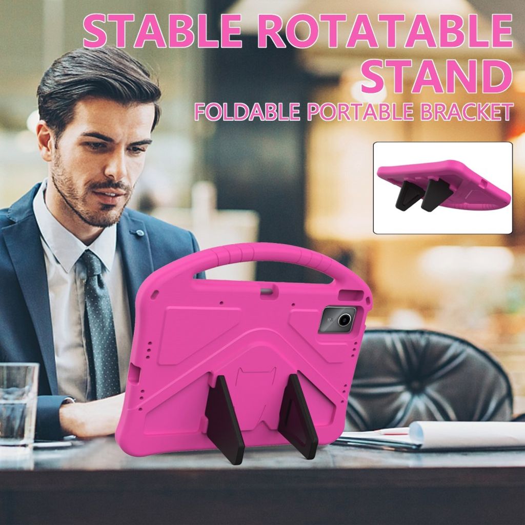 Lenovo Idea Tab Plus Deksel med Stativ og Håndtak - Rosa